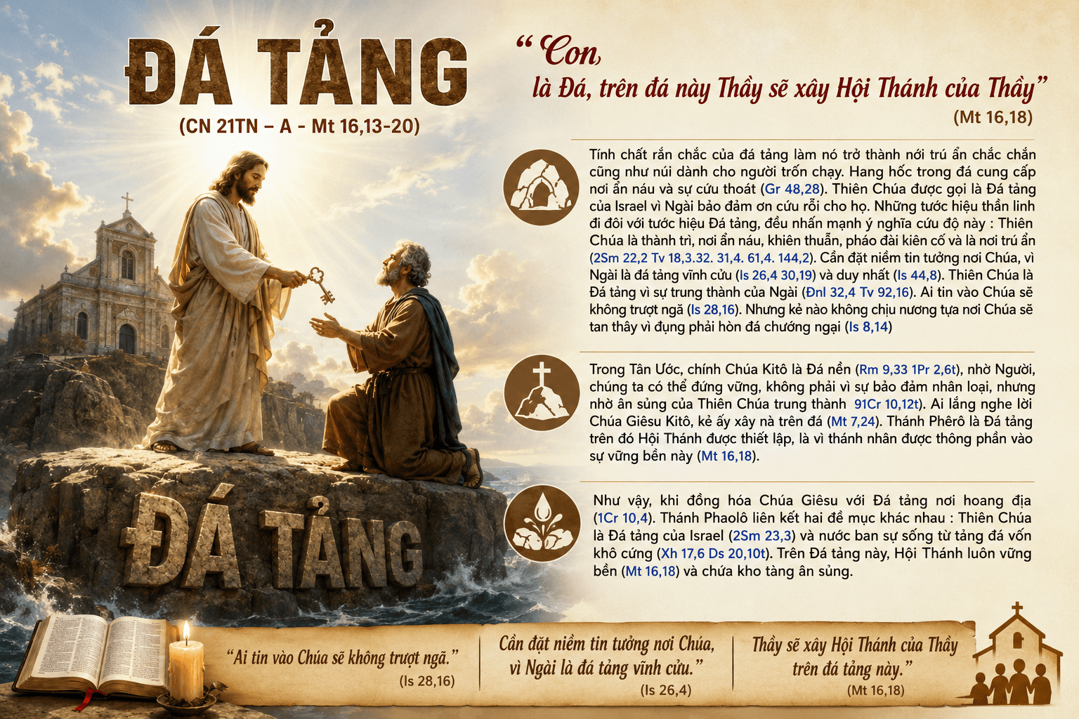 ĐÁ TẢNG - Chúa Nhật XXI Mùa Thường Niên - Năm A | Mt 16,13-20 | Từ ngữ Kinh Thánh

