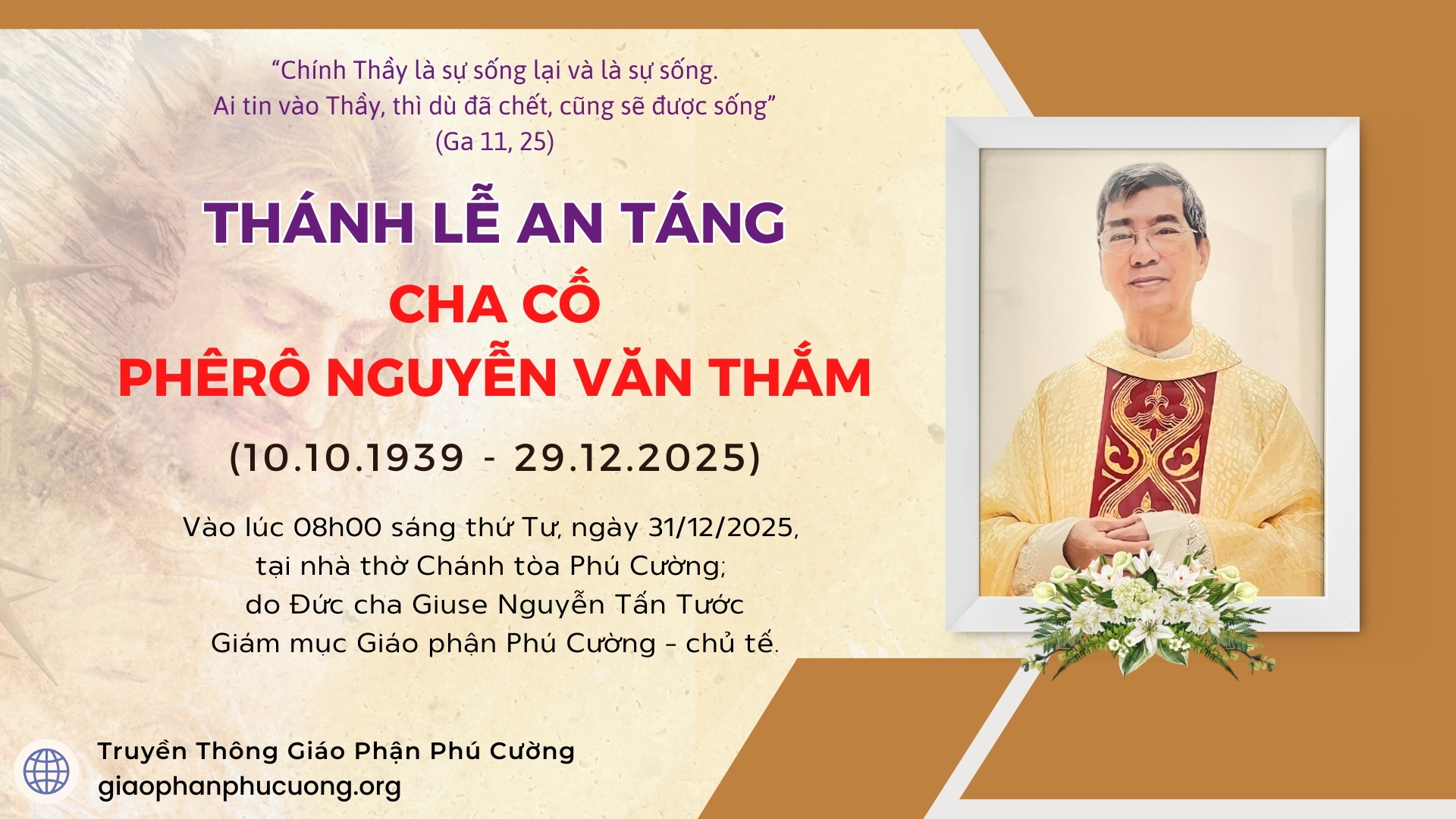 08h00 | Trực Tiếp | Thánh Lễ An Táng - Cha Cố Phêrô Nguyễn Văn Thắm | Giáo Phận Phú Cường