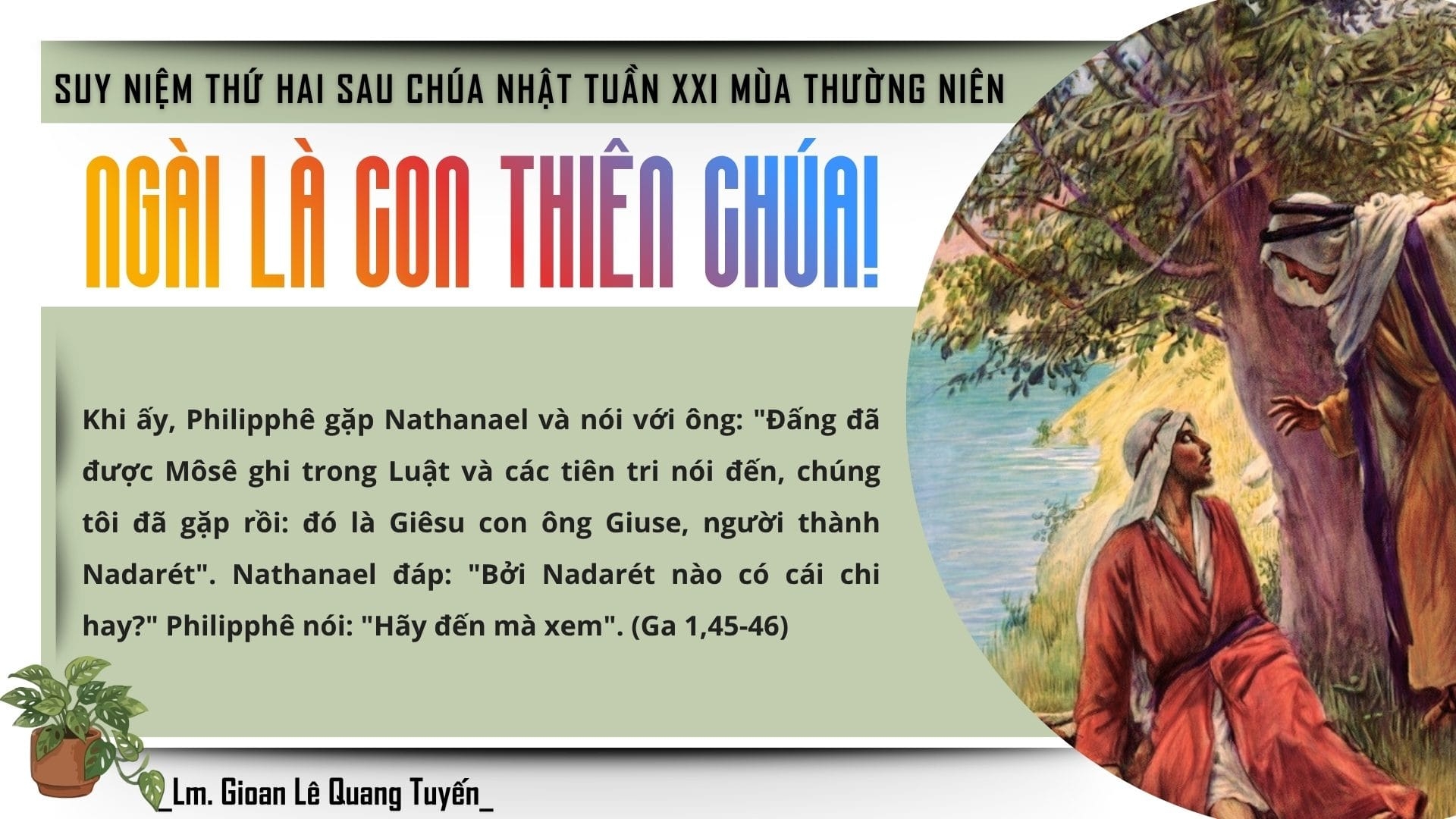NGÀI LÀ CON THIÊN CHÚA! - Suy Niệm Lời Chúa | Thứ Hai Sau Chúa Nhật Tuần XXI Mùa Thường niên - LỄ THÁNH BARTÔLÔMÊÔ, TÔNG ÐỒ - Lễ Kính | Ga 1, 45-51 | Lm Gioan Lê Quang Tuyến