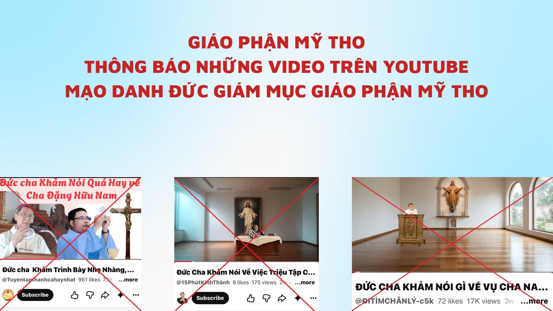 Giáo phận Mỹ Tho - Thông báo những video trên YouTube mạo danh Đức Giám mục Giáo phận Mỹ Tho