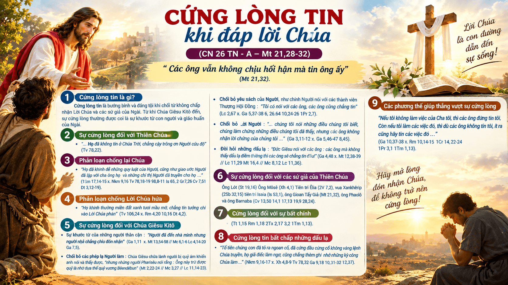 CỨNG LÒNG TIN KHI ĐÁP LỜI CHÚA - Chúa Nhật XXVI Mùa Thường Niên - Năm A | Mt 21,28-32 | Từ ngữ Kinh Thánh