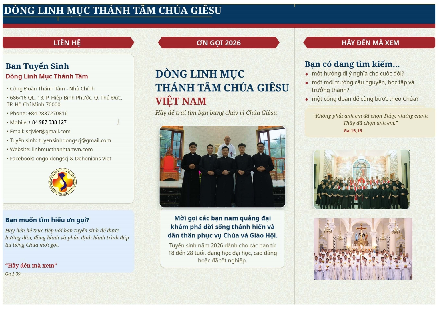 Dòng Linh Mục Thánh Tâm Chúa Giêsu - Thông báo tuyển sinh năm 2026