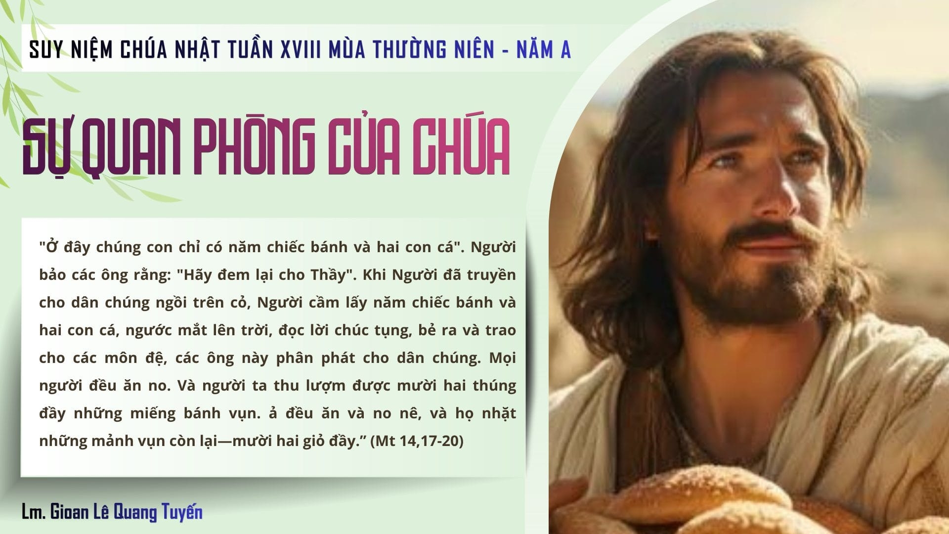 SỰ QUAN PHÒNG CỦA CHÚA - Suy Niệm Lời Chúa | Chúa Nhật Tuần XVIII Mùa Thường niên - Năm A | Mt 14, 13-21 | Lm Gioan Lê Quang Tuyến
