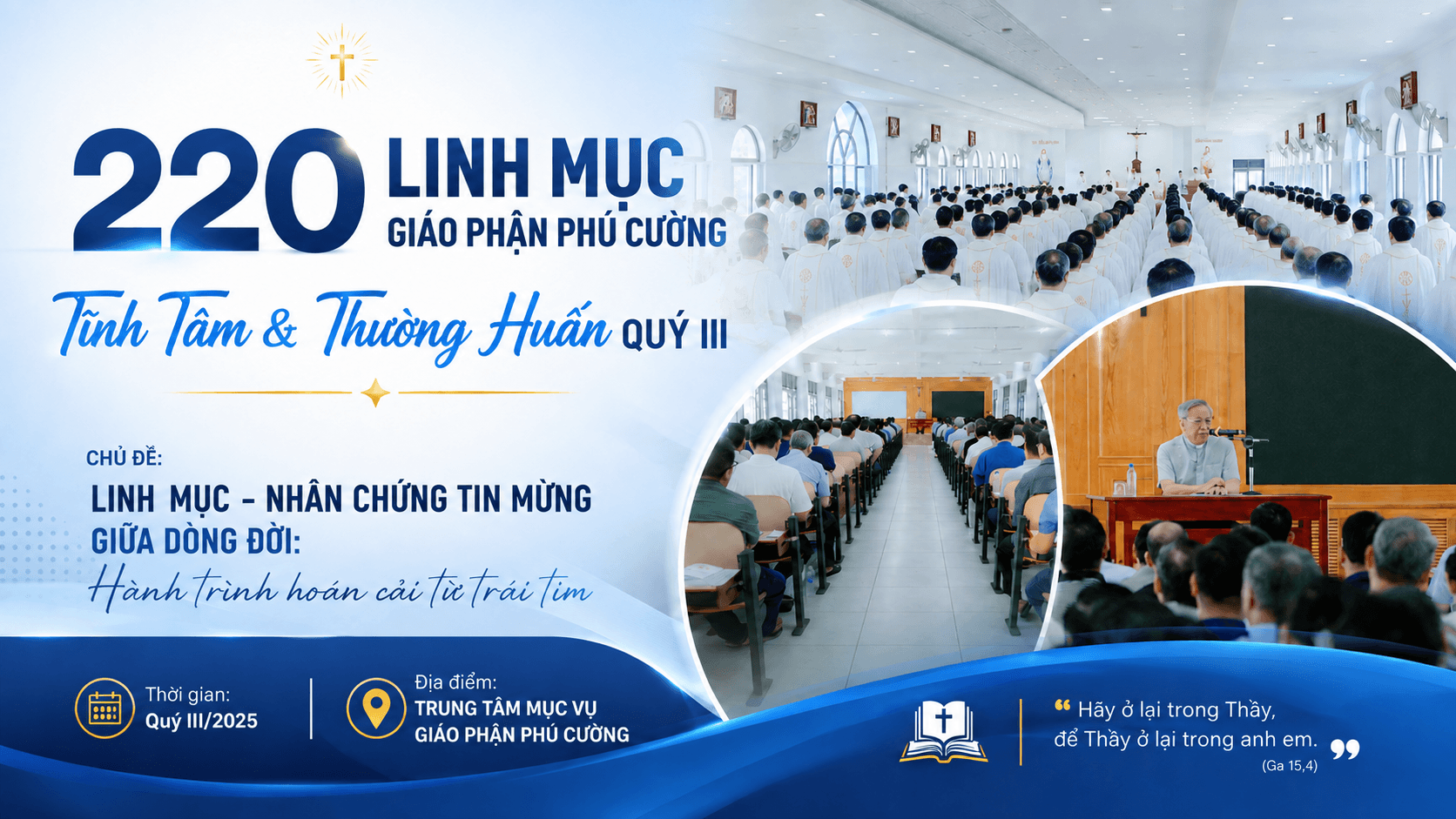 220 linh mục Giáo phận Phú Cường tĩnh tâm và thường huấn quý III