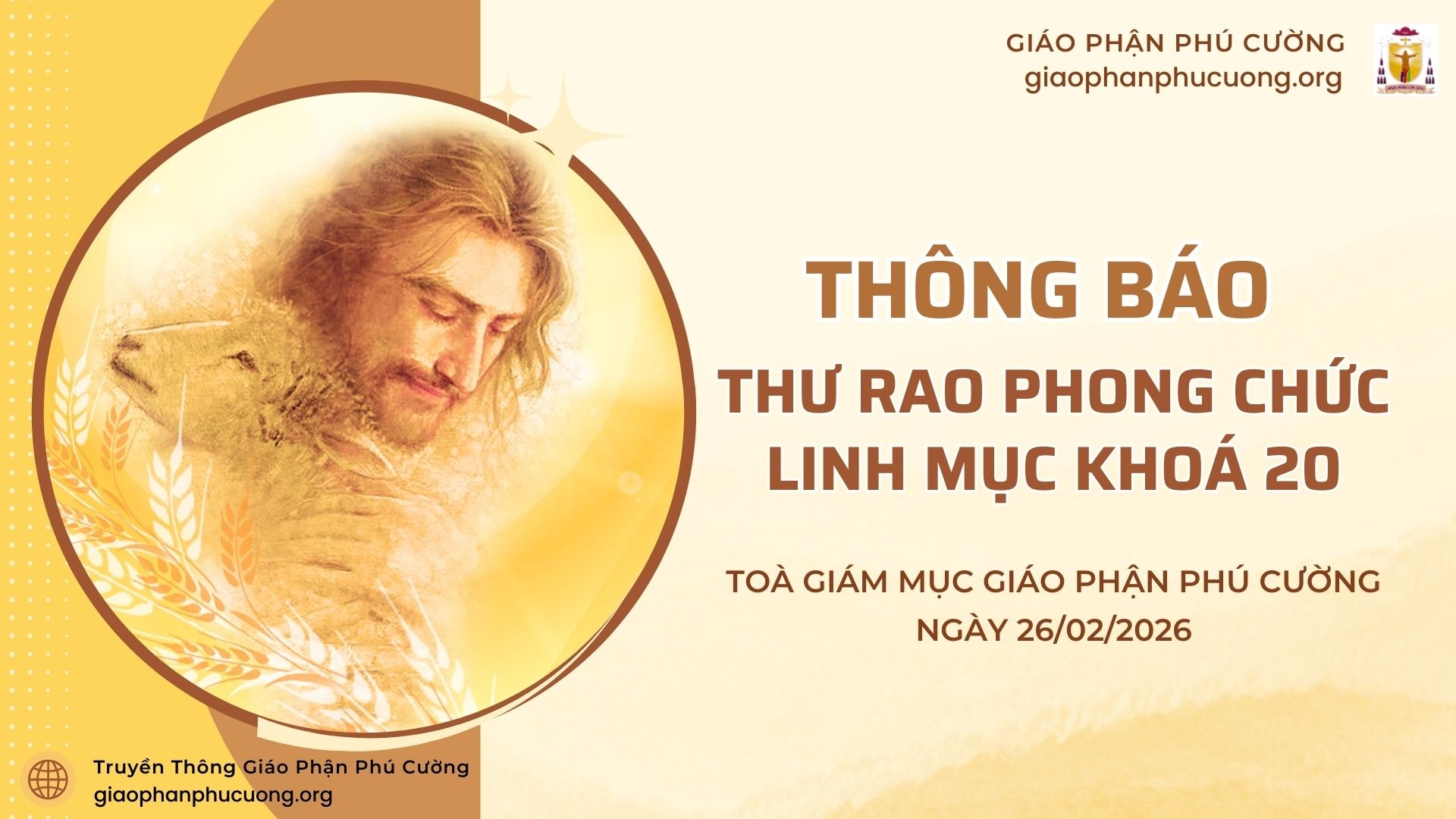 Thông Báo | Thư Rao Phong Chức Linh Mục  Khoá 20 | Giáo Phận Phú Cường